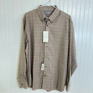NWT Daniel Cremieux Signature Collection cotton cashmere blend tan plaid L